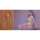 a.) Mother and Child b.) Nude by a) Lupicinio b) Unidentified Artist, b.) pastel on paper, sold Jan 2022