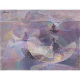 Fishermen by Romeo Tabuena, oil on board, sold Jan 2022