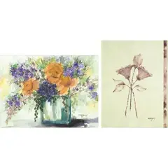 Benipayo, a) Still Life (Flowers) b) Roses, watercolor on paper