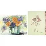 Benipayo, a) Still Life (Flowers) b) Roses, watercolor on paper