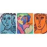 Inday Cadapan, Faces I, II, III, watercolor and ink on paper