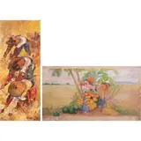 a)Farmers
b)Rural Scene by a) Alfredo Buenaventura b) Cesar Amorsolo, a)oil on canvas b)watercolor on paper, sold Jan 2022