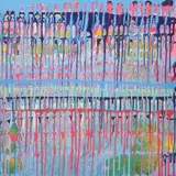 Mm Yu, Square Ends XIII, enamel on canvas