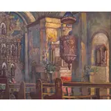 Arturo Cruz, Pulpit Sta. Cruz Church, oil on canvas