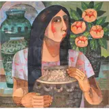 Paco Gorospe, Girl with Jar, oil on canvas