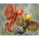 Oscar T. Navarro, Sabong, oil on canvas