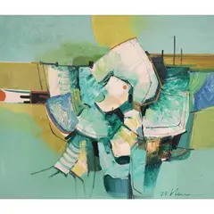 Abstraction by Leonardo Zablan, oil on canvas, sold Jan 2022
