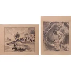Pablo Amorsolo, a) Untitled
b) Untitled, a)graphite on paper b)graphite on paper