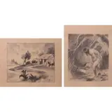 Pablo Amorsolo, a) Untitled
b) Untitled, a)graphite on paper b)graphite on paper