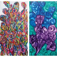 Reb Belleza, a) Mga Bulaklak
b) Mga Liham Para Kay Ina, a)acrylic on canvas b)acrylic on canvas