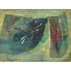 Untitled by Romulo Olazo, acrylic on wood, sold Jan 2022