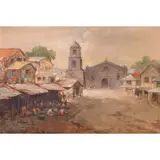 Crispin V. Lopez, Urban Scene, oil on canvas