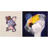 a) Abstract b) Nebula I by a) Dan Raralio b) Marlon Magbanua, a) acrylic on paper b) acrylic on canvas, sold Jan 2022