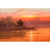 Riverside by Cesar Buenaventura, oil on canvas, sold Jan 2022