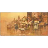 Untitled (Cityscape) by Cesar Buenaventura, oil on canvas, sold Jan 2022