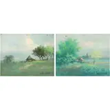 a) Landscape
b) Landscape by Cesar Buenaventura, a)oil on canvas b)oil on canvas, sold Jan 2022