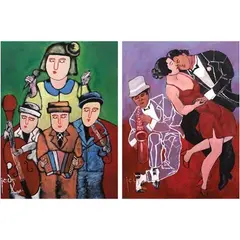 Jericho Santos, a) Musician Series
b) Embraces Series, a) mixed media b) mixed media