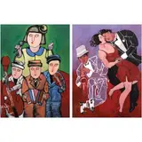 Jericho Santos, a) Musician Series
b) Embraces Series, a) mixed media b) mixed media