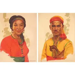 Portrait of Filipino and Filipina by Crispin V. Lopez, oil on canvas, sold Jan 2022