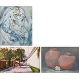 a) Man and Woman
b) Caretela at Kabayo Daan Tulay
c) Still Life by a) Espina b) Jose de Toledo c) Severino Lacambra, Sr., a) oil on canvas b) watercolor c) oil on canvas, sold Jan 2022