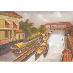 J.D. Castro, Binondo Estero, oil on canvas