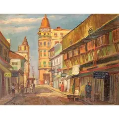 Miguel Galvez, China Town, Manila, acrylic on canvas