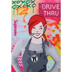 Anne Barles, Untitled (Wendy’s), acrylic and spray paint on canvas