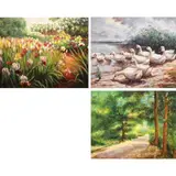 a) Garden of Flowers
b) Untitled
c) Trees by a) Unidentified Artis b) Unidentified Artist c) Sherley Ane, a) oil on canvas b) oil on canvas c) oil on canvas, sold Jan 2022