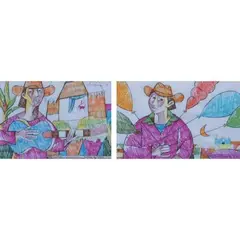 Harana and Lobo by Angelito Antonio, paint marker on paper, sold Jan 2022