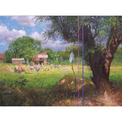 Harvest Time (Tanay Rizal) by Romulo Galicano, oil on canvas, sold Jan 2022