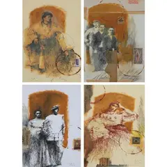 Antonio Leaño, a) Noli
b) Certified True Copy
c) Mabini
d) 50 Centavos, Documentary, a) oil, pen, and collage on paper b) oil, pen, and collage on paper c) oil, pen, and collage on paper d) oil, pen, and collage on paper