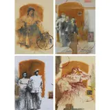 Antonio Leaño, a) Noli
b) Certified True Copy
c) Mabini
d) 50 Centavos, Documentary, a) oil, pen, and collage on paper b) oil, pen, and collage on paper c) oil, pen, and collage on paper d) oil, pen, and collage on paper