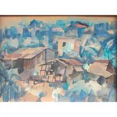 Untitled by Vicente Manansala, watercolor on paper, sold Jan 2022