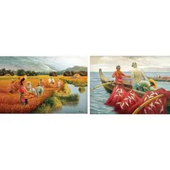 Joselito E. Barcelona, a) Harvest
b) Fishermen, a) oil on canvas b) oil on canvas