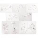 Benedicto Cabrera, 9 Nudes, ink on paper