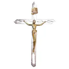 Cross by Eduardo Castrillo, stainless steel and brass, sold Jan 2022