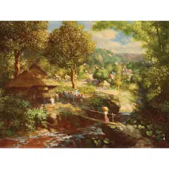 Jose Hernandez, Barrio Scene, oil on canvas