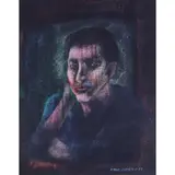 Onib Omedo, Waiting, pastel on felt paper