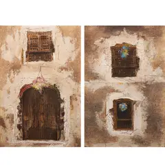 Windows and Doors Series #6 and #10 by Ramon Doplon, acrylic on fiber board, sold Jan 2021