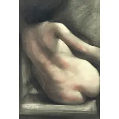 Nude by Romulo Olazo, watercolor and colored pencil on paper, sold Jan 2021