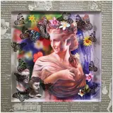 Demetrio Dela Cruz, Folk Philosophy 002 
Where there are flowers, there are butterflies 
(young women attract young men), oil paint and mixed media on transparent sheets
