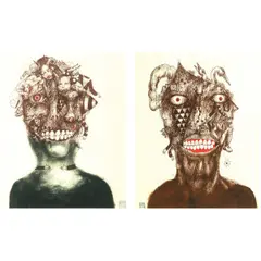 Dave Lock, Surreal Figures I and II, pen and ink on paper