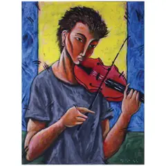 Mikel Paria, The Musician, acrylic on canvas