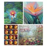 Untitled by a) Mario Santiago<br, > b) M. Samson<br & > c) Cipr, <p>a) Mario Santiago<br />Lotus Flower<br />signed, sold Dec 2021