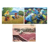 Untitled by a) A. Supan<br, > b) Leony<br & > c) Unidentified A, <p>a) A. Supan<br />Rice Harvest<br />signed and d, sold Dec 2021