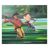 Untitled by Oscar Salita<br & > Fishing, <p>Attributed to Oscar Salita<br />Fishing<br />si, sold Dec 2021