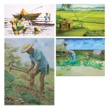Untitled by a) Santiago<br, > b) D. Pineda<br & > c) Ian Caroro, <p>a) Santiago<br />Fisherfolk<br />signed (lower, sold Dec 2021