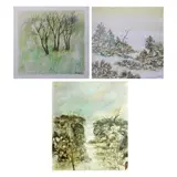 Untitled by a) Guevarra<br, > b) B.S. Villegas<br & > c) Gilber, <p>a) Guevarra<br />Trees<br />signed (lower right, sold Dec 2021