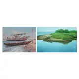 Untitled by a) M.C. Miguel<br & > b) Marc Elmer Bongarong, <p>a) M.C. Miguel<br />Seaside<br />signed and dat, sold Dec 2021