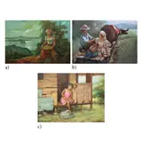 Untitled by a) Dio Gonzales<br, > b) Barcelona<br & > c) P. C., <p>a) Dio Gonzales<br />Ang Dalagang Taal<br />sig, sold Dec 2021